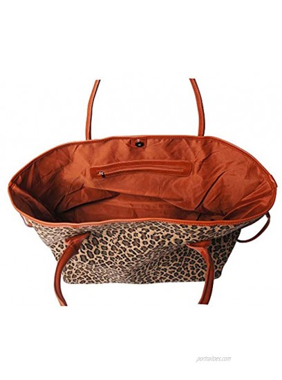 Oversized Women Canvas Casual Tote Bag Leopard Cheetah Print Handbag with Faux Leather Handle Small Size