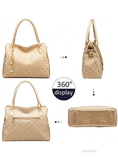 Pahajim Womens Popular Fashion Handbags PU Leather Shoulder Bag 4pcs sets Clutch Tote Purse
