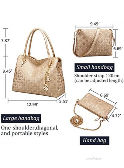 Pahajim Womens Popular Fashion Handbags PU Leather Shoulder Bag 4pcs sets Clutch Tote Purse