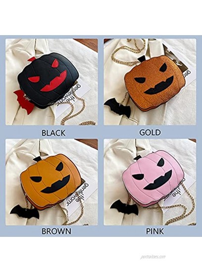 Pumpkin Crossbody Bags Novelty Devil Shoulder Chain Purse with Drawstring Bag for Women