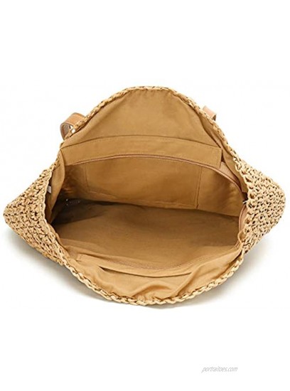 Straw Bag Summer Beach Straw Bag For Women Straw Purse Round Large Woven Tote Handbags