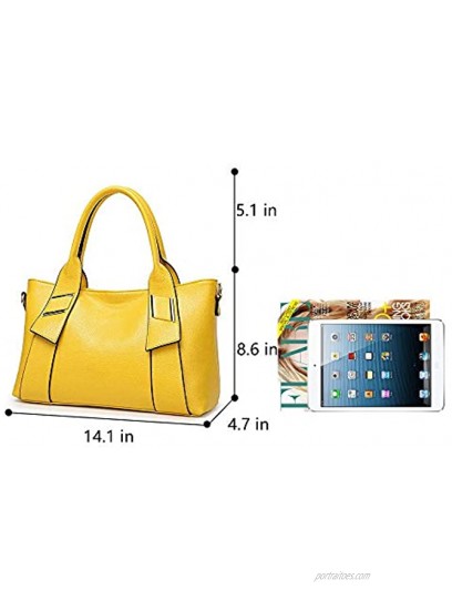 Tibes Fashion Synthetic Leather Handbag Messenger Bag for Women Yellow Purse