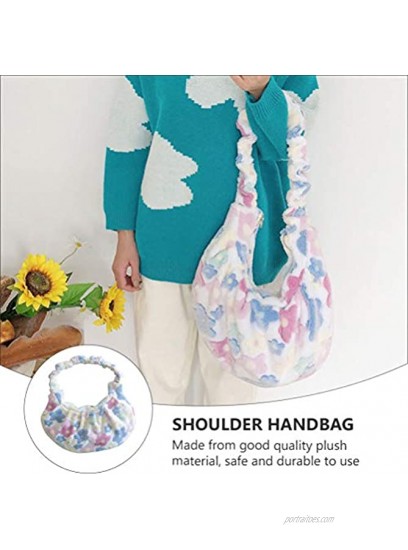 VALICLUD Hobo Bag Large Capacity Furry Handbag Shoulder Tote Bag Fluffy Purse Floral Flower Purse for Women