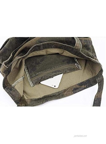 Women Vintage Canvas Camouflage Tote Shoulder Bag Shopping Bag Handbag