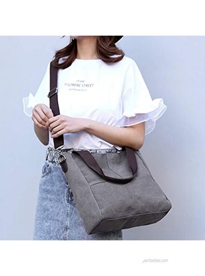 Women's Canvas Small Shoulder Bags Tote Purses Satchel Work Travel Crossbody Bag